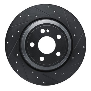 Mercedes-Benz GLE350 Brake Rotor (1) - Rear Right - R1 Concepts - Drilled & Slotted - Black - `20-`25